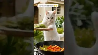 WHITE CAT COOKING #aiart #aicats #catchefvibes
