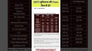 What is the fees of NSTI Ludhiana? NSTI fees structure| CTI fees structure