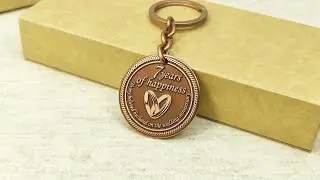 Personalized Copper Wedding Keychain &ndash; Custom Anniversary Gift