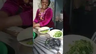 Slicing my spring onion, celery, perscley for my egg sauce