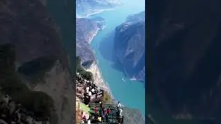 The observation deck on the cliff by the river! #cliff #deck #adventure #shorts #river
