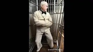 Old prisoner locked in a prison cage and straitjacket #straitjacket #Straitjacket