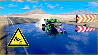Will the Car SLIDE on Water? BeamNG Drive