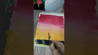 Easy Cactus Sunset Painting#Simple Acrylic Art for Beginners#Desert Landscape#short