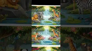 🔍 Can you find all 7 differences?👀 Look carefully before time runs out! ⏳🐯🦁🐘🌴#ai #animation #cute