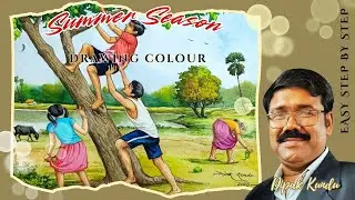 Beautiful Summer Season Drawing With Watercolor