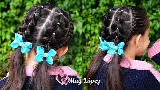 Hermoso peinado con trenzas faciles para niñas