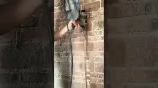 Cutting Channels in a Brick Wall with a Power Drill #shorts #craftsman