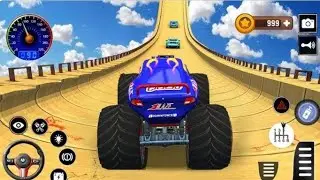 😰Indian monster truck race three car  hard ramp challenge mission failed