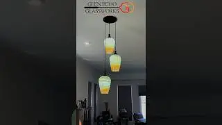 Glassblowing Magic in Every Move ✨🔥 | #HandBlown #PendantLamps #GlassArt 💡🌿