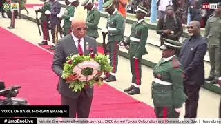 Wreath laying by Gov. Umo Eno at the 2026 Armed Forces Celebration and Remembrance Day.