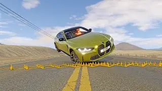 Car Crashes Massive Spike Strip Pileup#18 Beamng Drive | HanoverDriver