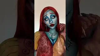 Sally Stitches 🪡 Halloween makeup! #nightmarebeforechristmas #halloweenmakeuplook #cosplay shorts
