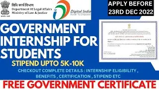 Free Indian Government Internship with Stipend and Certification | Ministry of India
