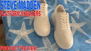 ✅  Steve Madden Perrin White Womens Platform Sneakers 🔴