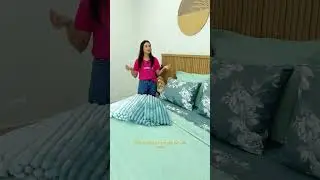 Cama posta em tons de verde!
