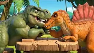 T-Rex gegen Spinosaurus Kampf Party