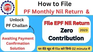 How to file PF Nil return | Zero Contribution | Awaiting Payment confirmation | Unlock PF Challan