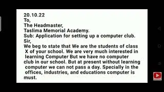 An application to your headmaster for set up a computer club