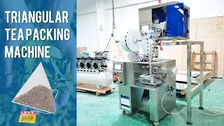 Fully automatic triangular tea bag with thread and tag label packing machine