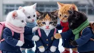 Poor Papa Cat Collapses in Snow After Working All Night | Emotional Story 🐱❄️💔