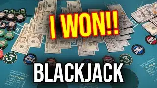 BLACKJACK SESSION!! I WON!! BIG DOUBLE DOWNS AND SPLITS!!