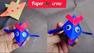 पेपर से कौवा कैसे बनाएं/paper crow 🐦&zwj;⬛ craft ideas #crow #origami #craft #birds #viralvideo