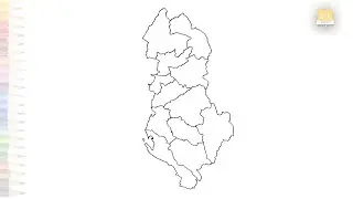 Albania map with capital province outline drawing easy |Outline Art | How to draw Albania map simply