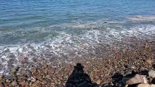 Waves on a pebbly beach, Santa Cruz Island, California