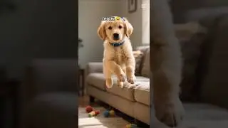 Puppy Wrestles Sofa 🐾🐕 #dog #puppy #viral #pets #goldenretriever