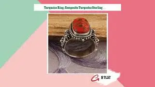 Turquoise Ring, Composite Turquoise Sterling Silver Ring,Boho Ring,Twisted Band Ring,Dainty Rings...