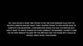 FASTEST METHOD TO GET 200 VOID GRENADE KILLS - DESTINY 2 SOLSTICE OF HEROES 2019