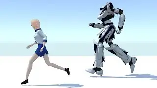 Anime Girl + Mecha Run Cycle Animation