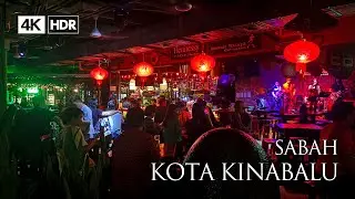 Malaysia 4k night walk, Night Walk in Kota Kinabalu City Waterfront
