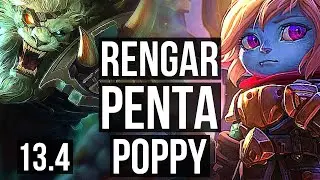 RENGAR vs POPPY (TOP) | Penta, 11/1/2, 2.1M mastery, Legendary, 300+ games | KR Diamond | 13.4