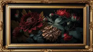 Dark Moody Floral Bouquet for Relaxation: A Stunning Framed TV Art with Serene Music