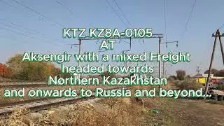 Modern Kazakh Rail Power: KZ8A-0105 on a Northbound Freight at Aksengir