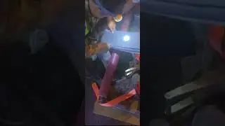 9 Inserting the UV liner through the manhole with the help of a roller