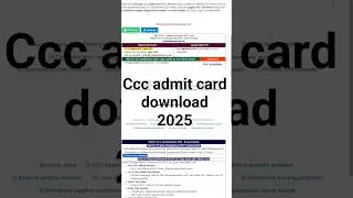CCC admit card download 2025 admit card out ccc kaise download Karen admit card ccc