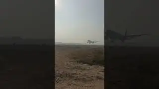 Saudi Airlines passenger flight makes a powerful# landing Saudi #777 Airlines# landing#