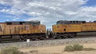 6 UP engines 3x2x1 move this westbound train past Recker Rd along with a nice horn through Gilbert