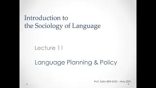 Language Planning and Policy