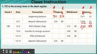 filling out checkbook ledger