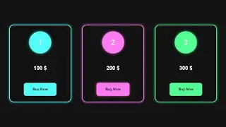 Responsive Neon Pricing Cards HTML CSS