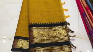 Most demanding trending chettinad cotton collections retta patta big border.#saree#handloom .
