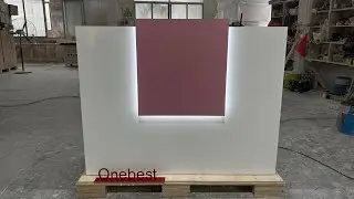 Pink and white front reception desk counter mini size