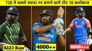 T20 cricket me sabse jyada run banane wale top 10 batsman🏏 #t20 #cricket 