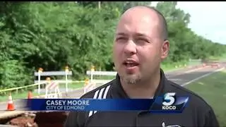 Edmond road washed out by flooding, crews make temporary fix