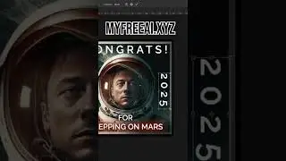 poster to congratulate Elon musk for stepping on Mars created with AI re-edited to make it usable