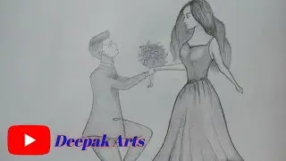 How to draw a pencil drawing of a boy proposing || cute couple easy draw, pencil sketch || drawing 